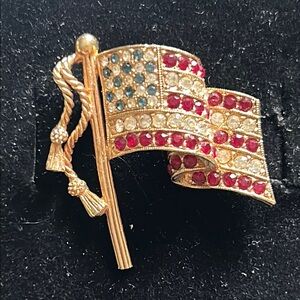 Vintage Napier Gold and Red Flag Brooch